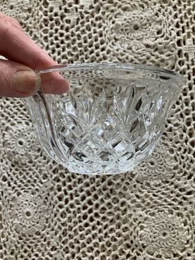 Czech Cut Crystal Glass Serving Bowl